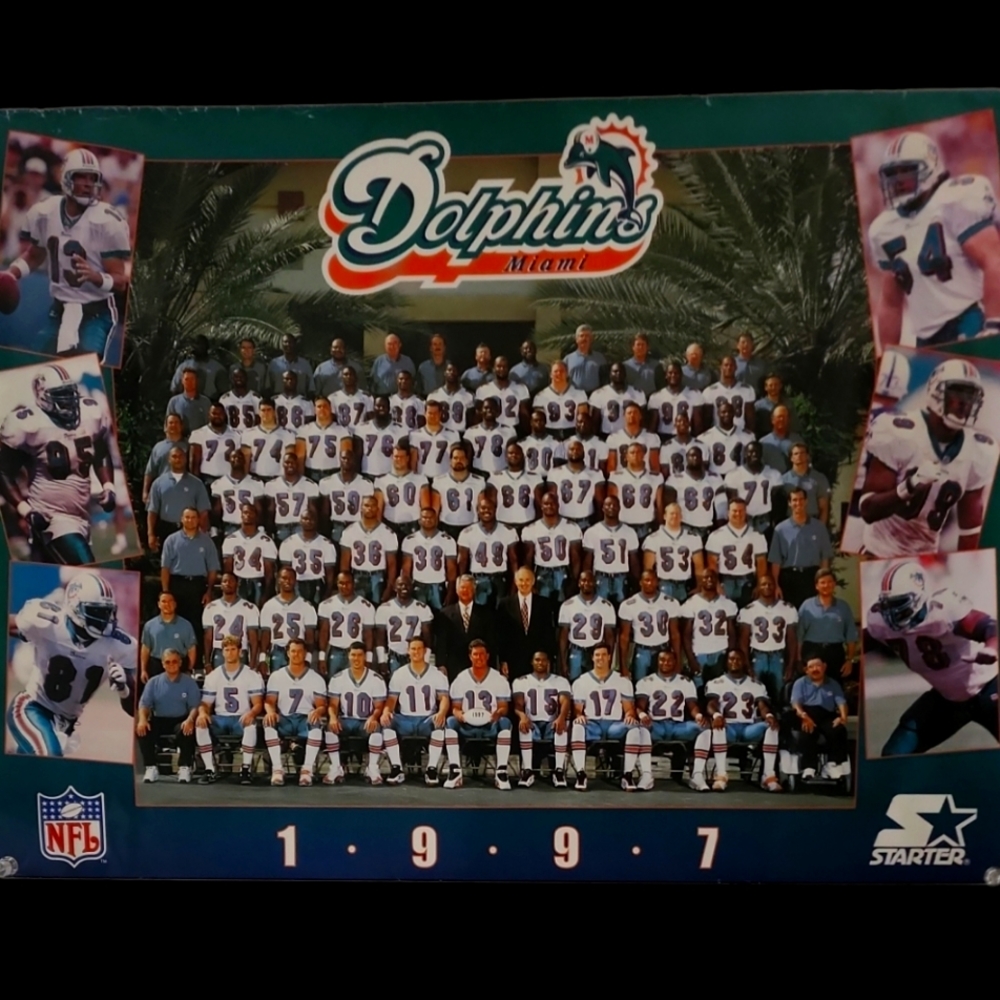 Vintage 1997 Miami Dolphins Team Photo PROMO Poster 17x22" by Starter.